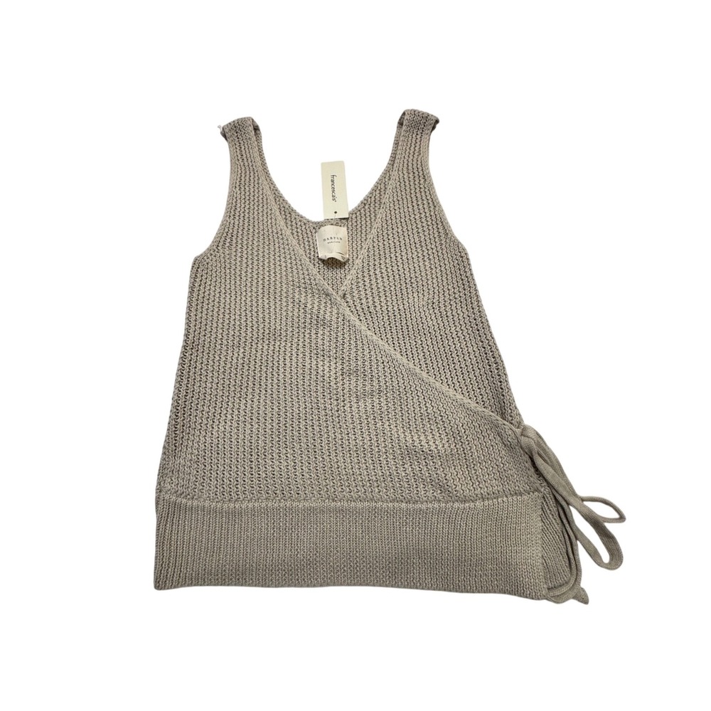 Harper Heritage Francescas Beige Knit Wrap Sweater Tank Top Bohemian Small